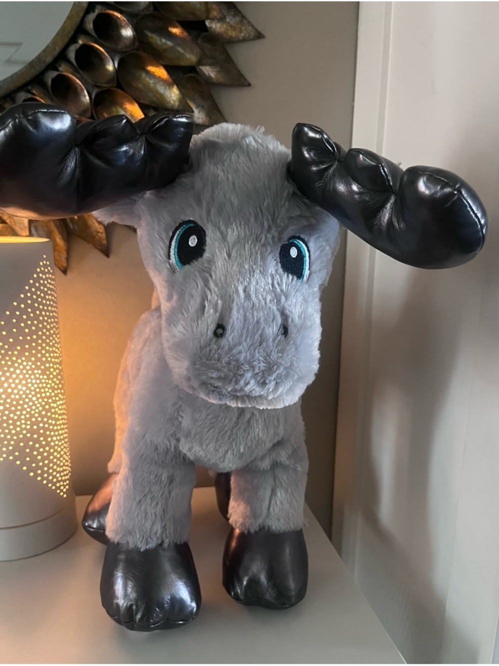 Build-A-Bear Grey Moose Plush with dark grey Antlers & Hooves